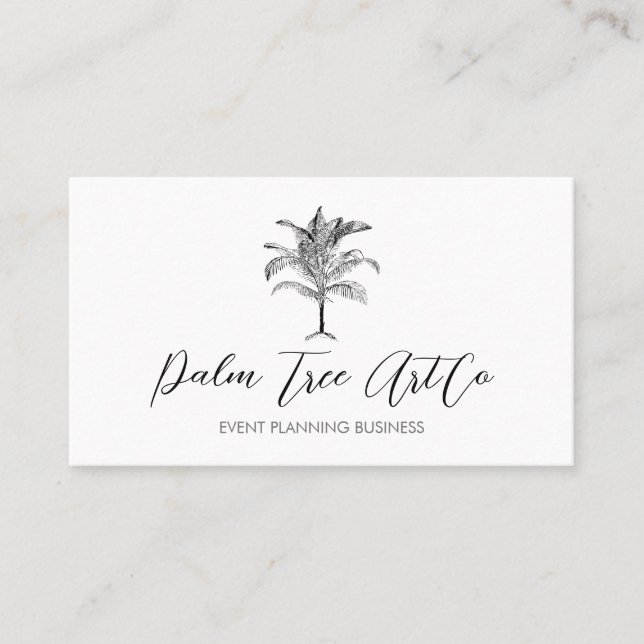Carte De Visite Palmier d'arbre classique simple blanc (Devant)