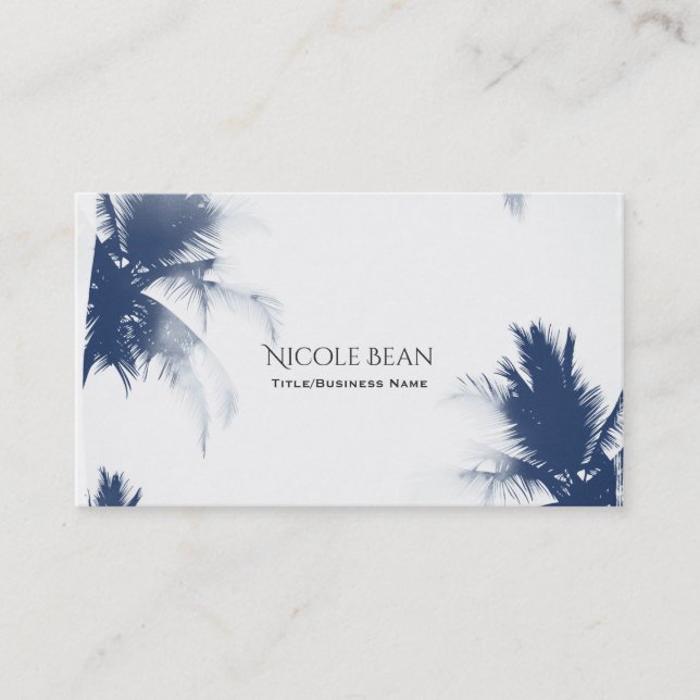 Carte De Visite Palmiers Blanc Glamour Chic Moderne Tropical (Devant)