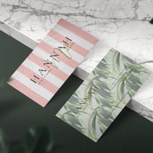 Carte De Visite Palmiers roses Preppy   Minimal moderne