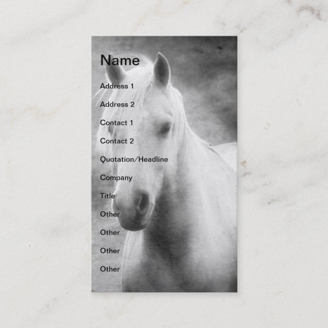 Carte De Visite Palomino en noir et blanc (Devant)