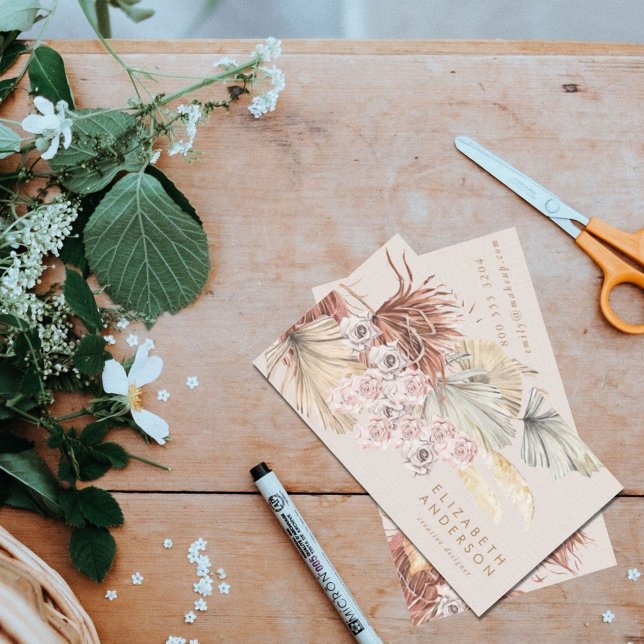Carte De Visite Pampas Floriste Herbe Floral Tropical Jungle (Créateur téléchargé)