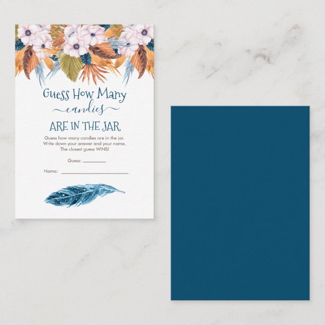 Carte De Visite Pampas Grass Guess Candies dans Jar Game (Devant / Derrière)