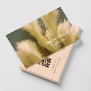 Carte De Visite Pampas Grass Photo Concepteur intérieur Code QR