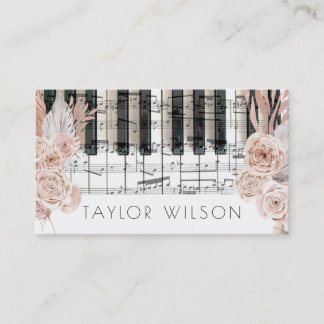 Carte De Visite pampas herbe fleurs pianiste professeur de musique