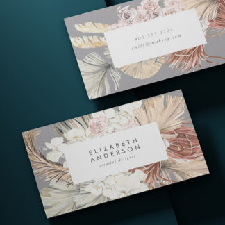 Carte De Visite Pampas Ultimate Grass Floral Premium Gris Prof