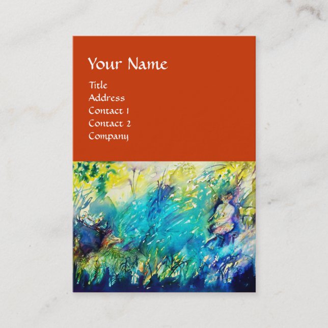 Carte De Visite PAN ET CERF, orange (Devant)