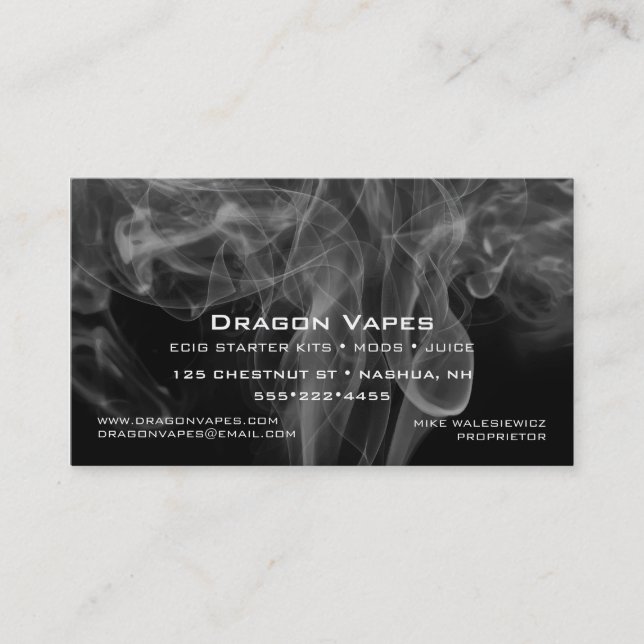 Carte De Visite Panache de fumée vapeur noire et blanche (Devant)