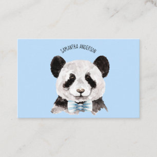 Carte De Visite Panda D'Aquarelle Moderne Avec Nom Et Bleu Pastel