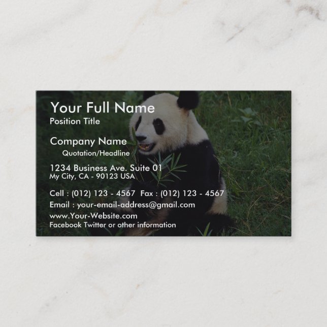 Carte De Visite Panda géant, province de Sichuan, Chine (Devant)