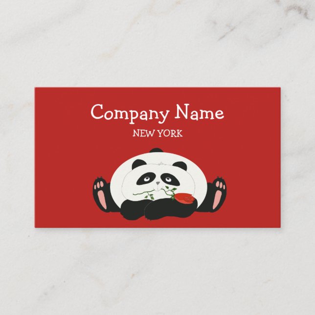 Carte De Visite Panda Mignon , Dessin Animé Rouge (Devant)