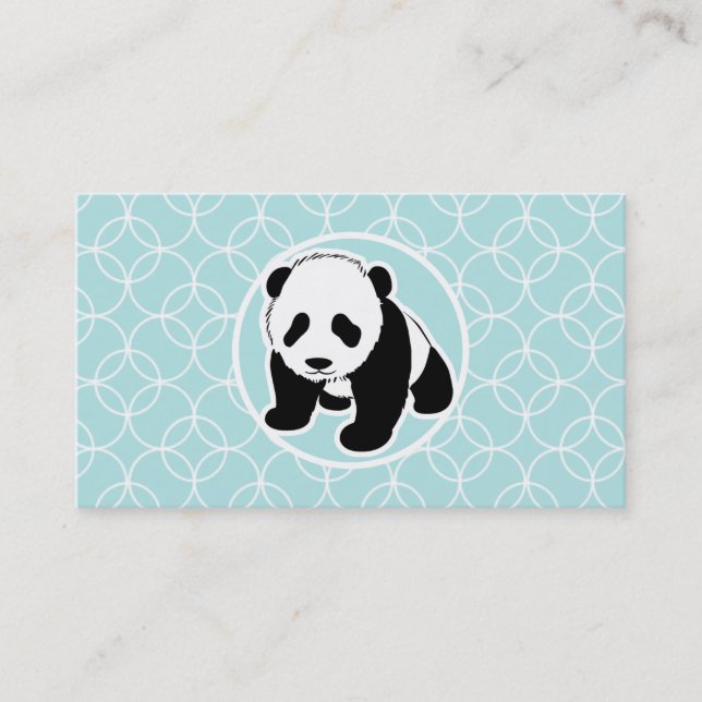 Carte De Visite Panda mignon sur des cercles de bleus layette (Devant)