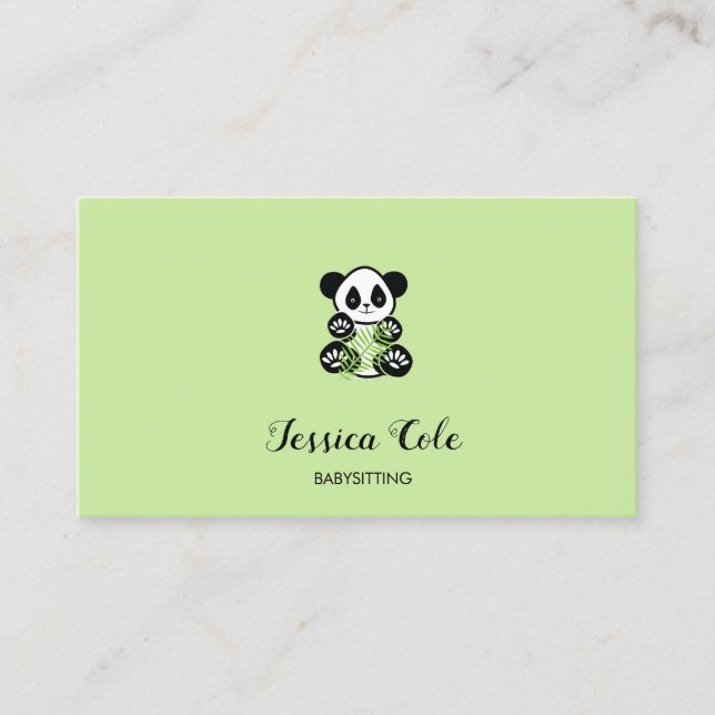 Carte De Visite Panda ours pâle vert pâle (Devant)