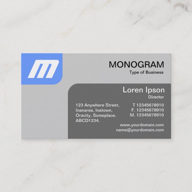 Carte De Visite Panels MonoGram - Bébé bleu et gris (Devant)