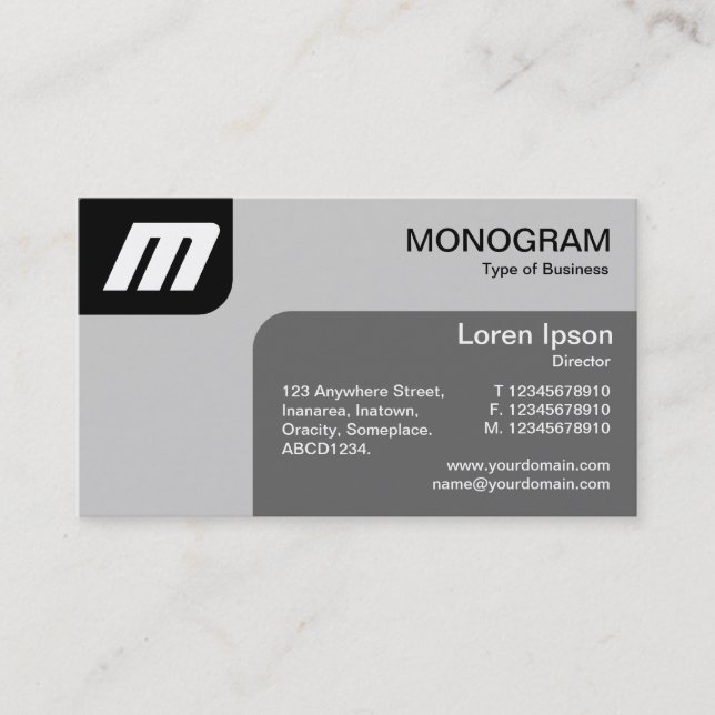 Carte De Visite Panels MonoGram - Noir et gris (Devant)