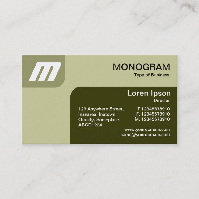 Carte De Visite Panels MonoGram - Tons de Khaki/Olive (Devant)