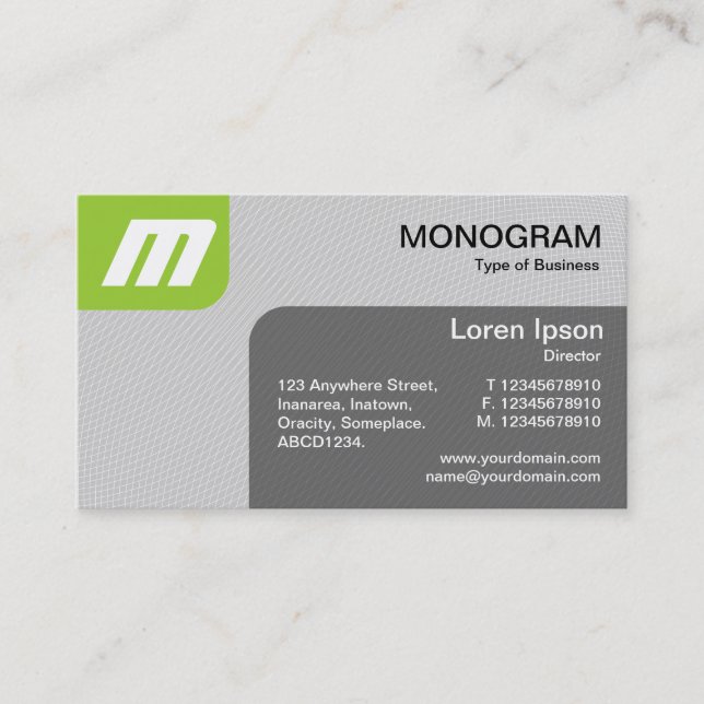 Carte De Visite Panels MonoGram v2 - Martian Green et Grey (Devant)