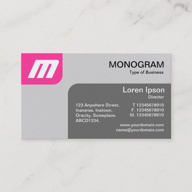 Carte De Visite Panels MonoGram v2 - Rose chaud et gris (Devant)