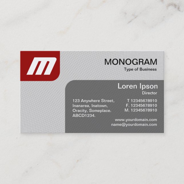 Carte De Visite Panels MonoGram v2 - Ruby et Grey (Devant)