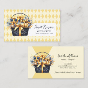 Carte De Visite Panier cadeau bleu et jaune