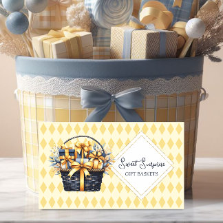 Carte De Visite Panier cadeau bleu et jaune de la Marine
