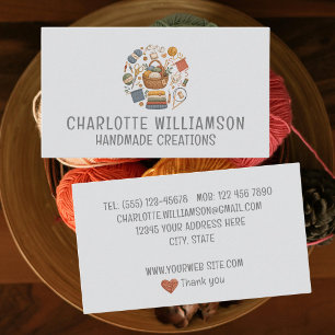 Carte De Visite Panier de laine personnalisé tricot crochet fait m