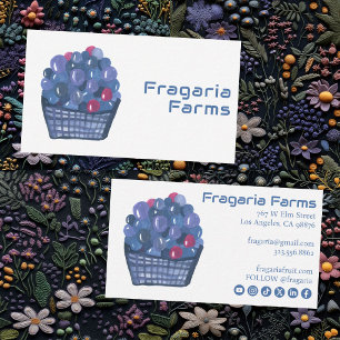 Carte De Visite Panier de myrtilles Charmant aquarelle Fruit migno