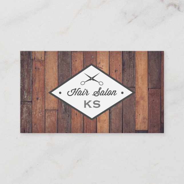 Carte De Visite Panneau de bois | Coiffeur | Salon (Devant)