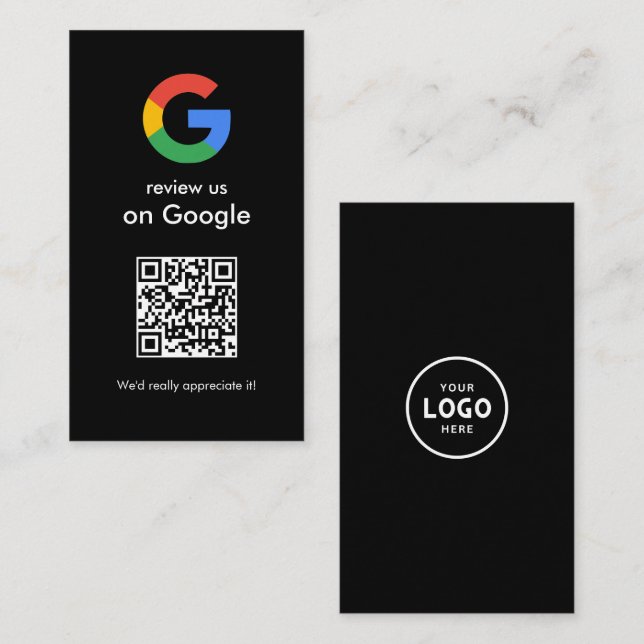 Carte De Visite Panneau de code QR Google pour examen de numérisat (Devant / Derrière)