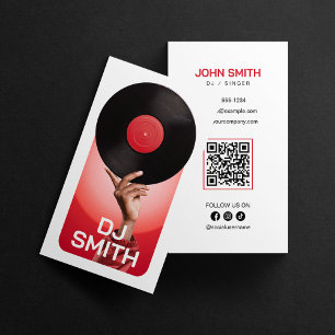 Carte De Visite Panneau de DJ rouge Disque Jockey Producteur de Mu