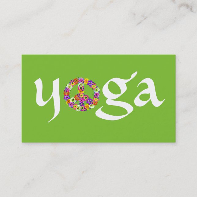 Carte De Visite Panneau de paix Yoga pour instructeur de Yoga blan (Devant)