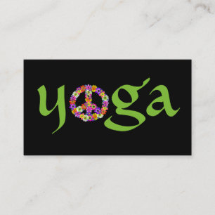 Carte De Visite Panneau de paix Yoga pour instructeur de Yoga vert