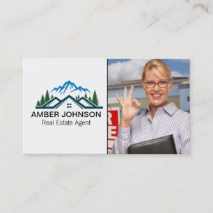 Carte De Visite Panneau de vente d'un agent immobilier   Femme d'a