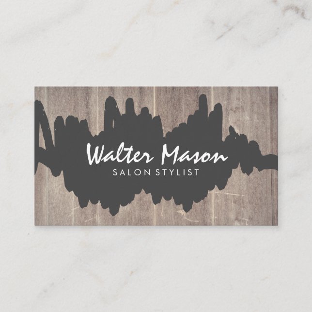 Carte De Visite Panneau en bois de griffes brossé artistique (Devant)