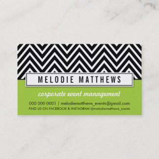 Carte De Visite Panneau motif en chevron gras TENDANCE vert citron