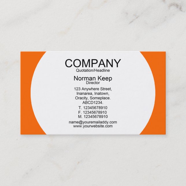 Carte De Visite Panneau rond - Blanc avec orange FF6600 (Devant)