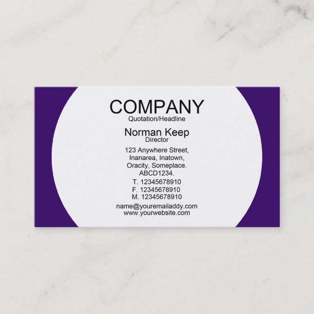 Carte De Visite Panneau rond - Blanc avec violet foncé 330066 (Devant)
