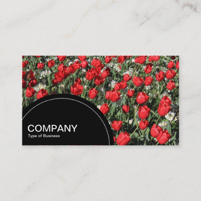 Carte De Visite Panneau semi-cercle (points) - Tulipes rouges (Devant)