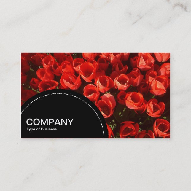 Carte De Visite Panneau semi-cercle (points) - Tulipes rouges (Devant)