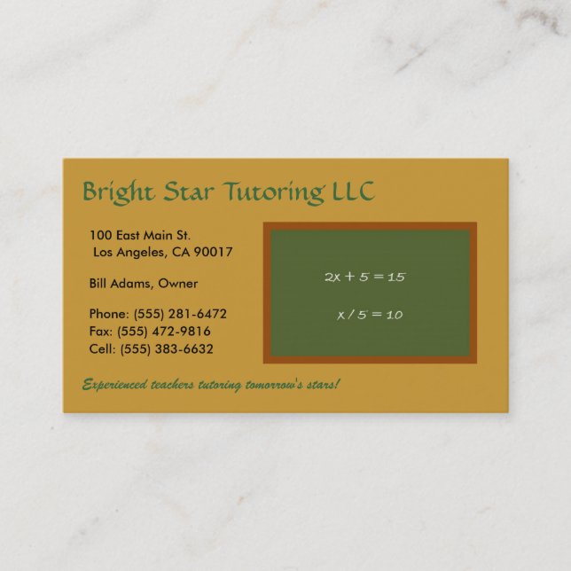 Carte De Visite Panneau vert GL T/T (Devant)