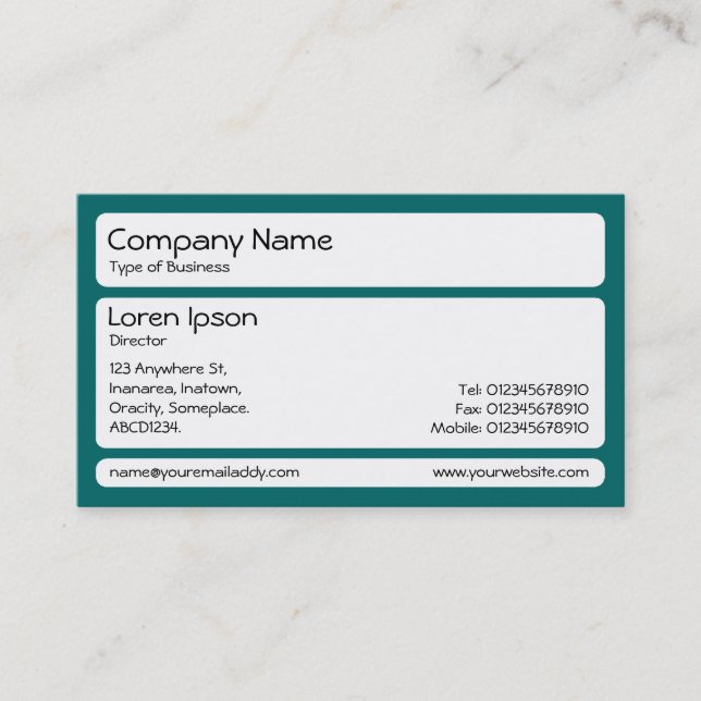 Carte De Visite Panneaux (Arrondi) - Turquoise (Devant)