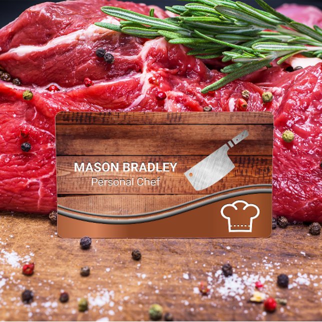 Carte De Visite Panneaux en bois | Chef Casquette et couteau (Créateur téléchargé)