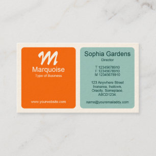 Carte De Visite Panneaux - orange et bleu clair vert (carte Crème)