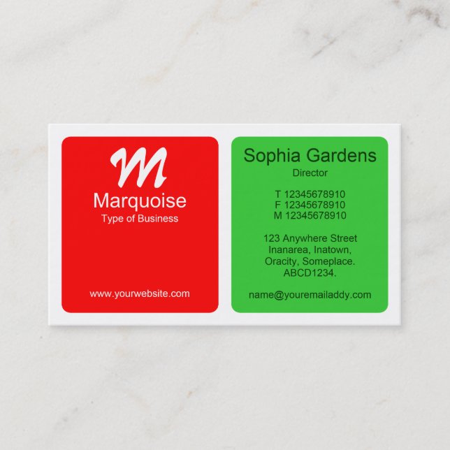 Carte De Visite Panneaux - Rouge avec vert printemps (Devant)