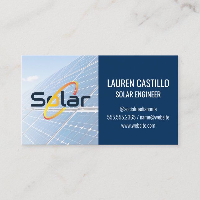 Carte De Visite Panneaux solaires énergie | Ampoule | Code QR Scan (Devant)