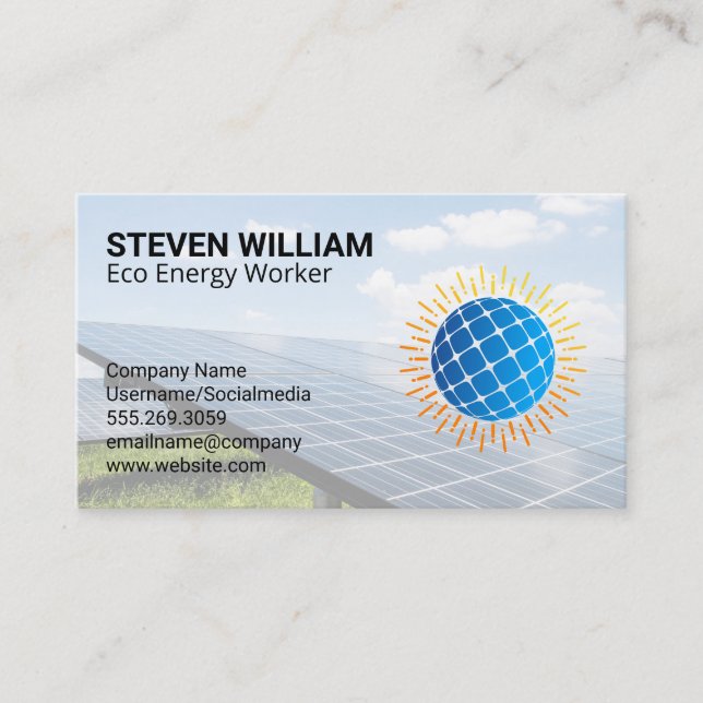 Carte De Visite Panneaux solaires | Énergie | Technicien (Devant)