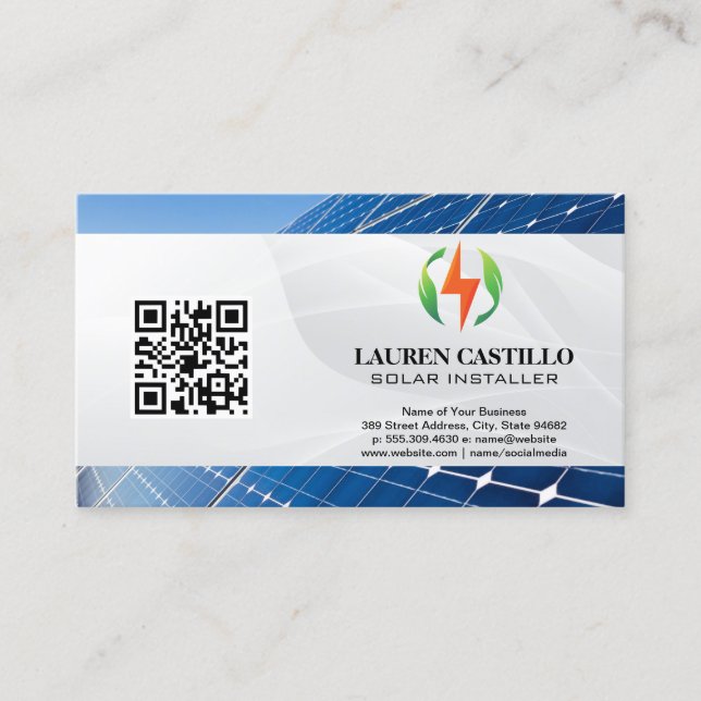 Carte De Visite Panneaux solaires | Logo énergie propre (Devant)