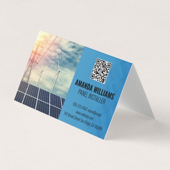 Carte De Visite Panneaux solaires | Logo Tech | Énergie (Devant)