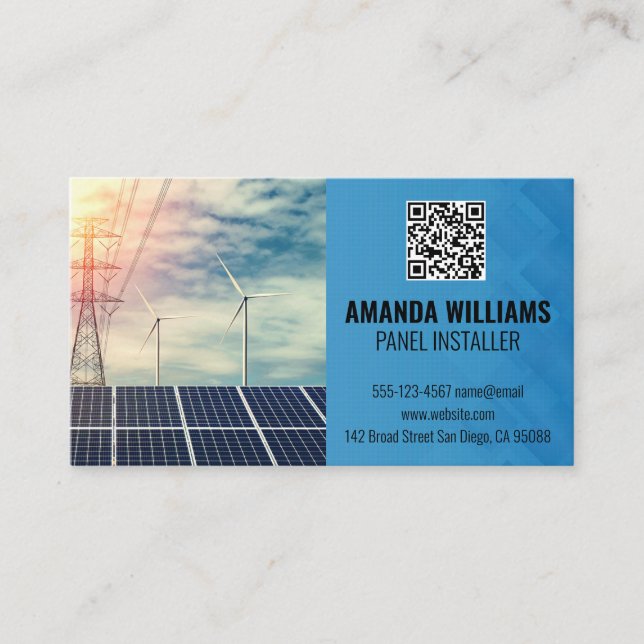 Carte De Visite Panneaux solaires | Logo Tech | Énergie (Devant)