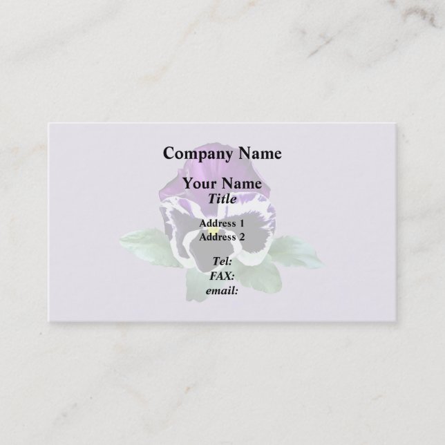 Carte De Visite Pansy pourpre et blanc (Devant)