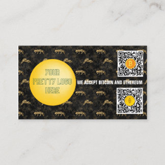 Carte De Visite pantoufle or et noir nous acceptons bitcoin modern